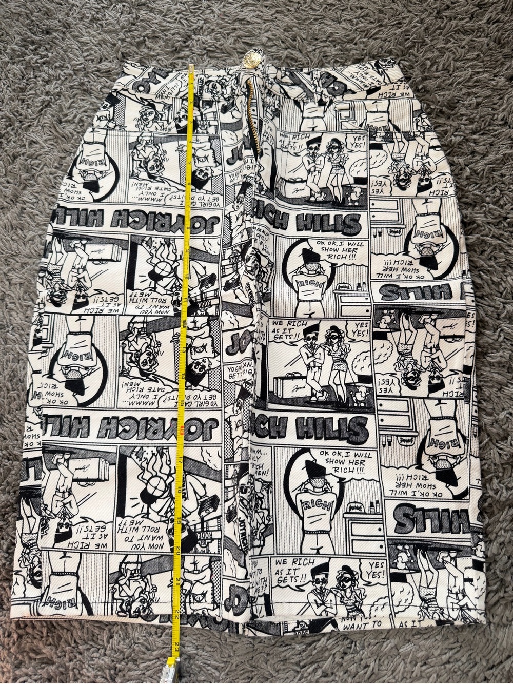 Joyrich Comic-Print Midi Skirt in Black and White